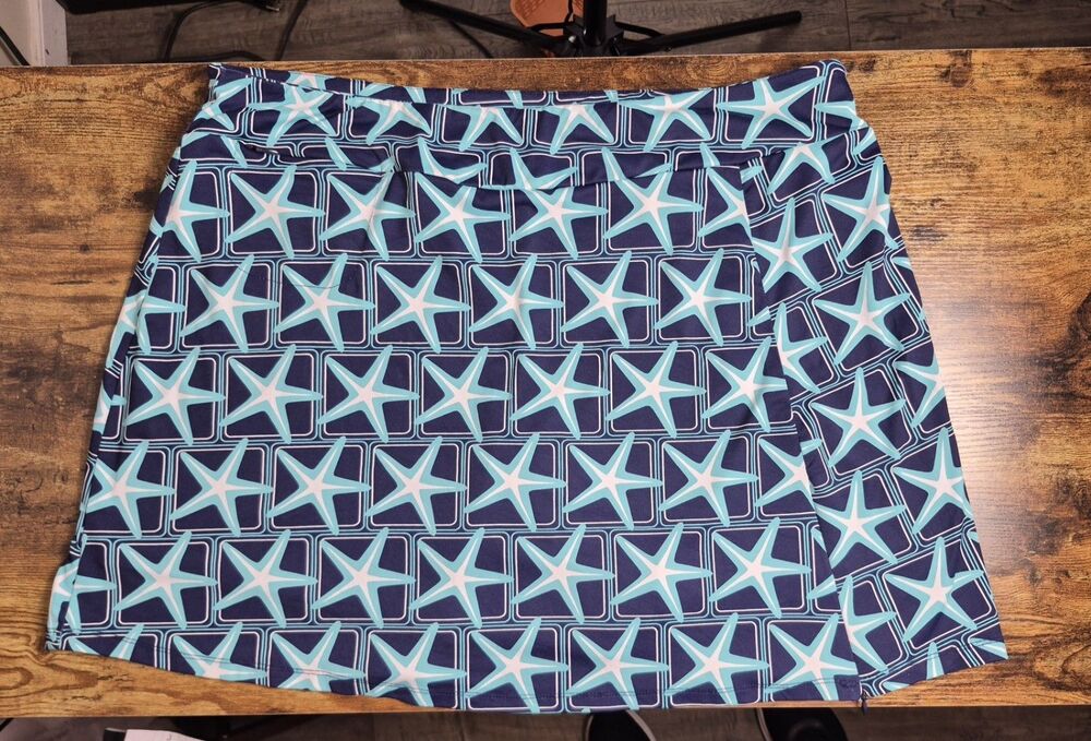 Lulu B Skirt Skort Womens XL Starfish UPF 50+ Tennis Core Golf Preppy Resort